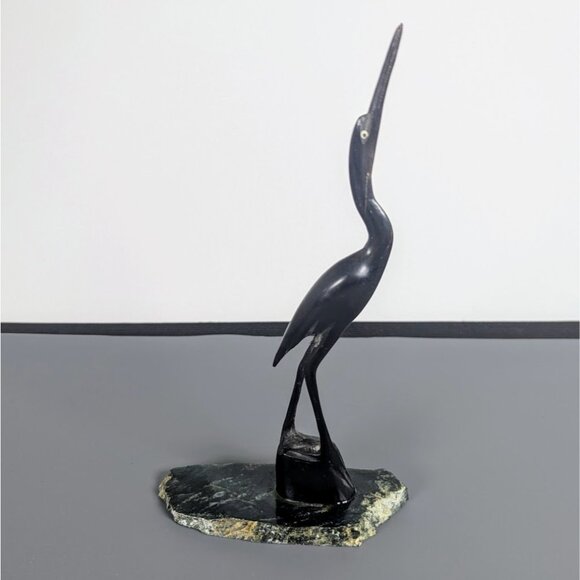 Heron / Crane Sculpture - Hand Carved - Stone - Picture 3 of 4
